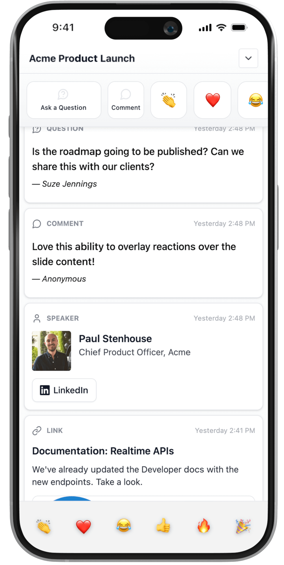 LiveRoom interactive features
