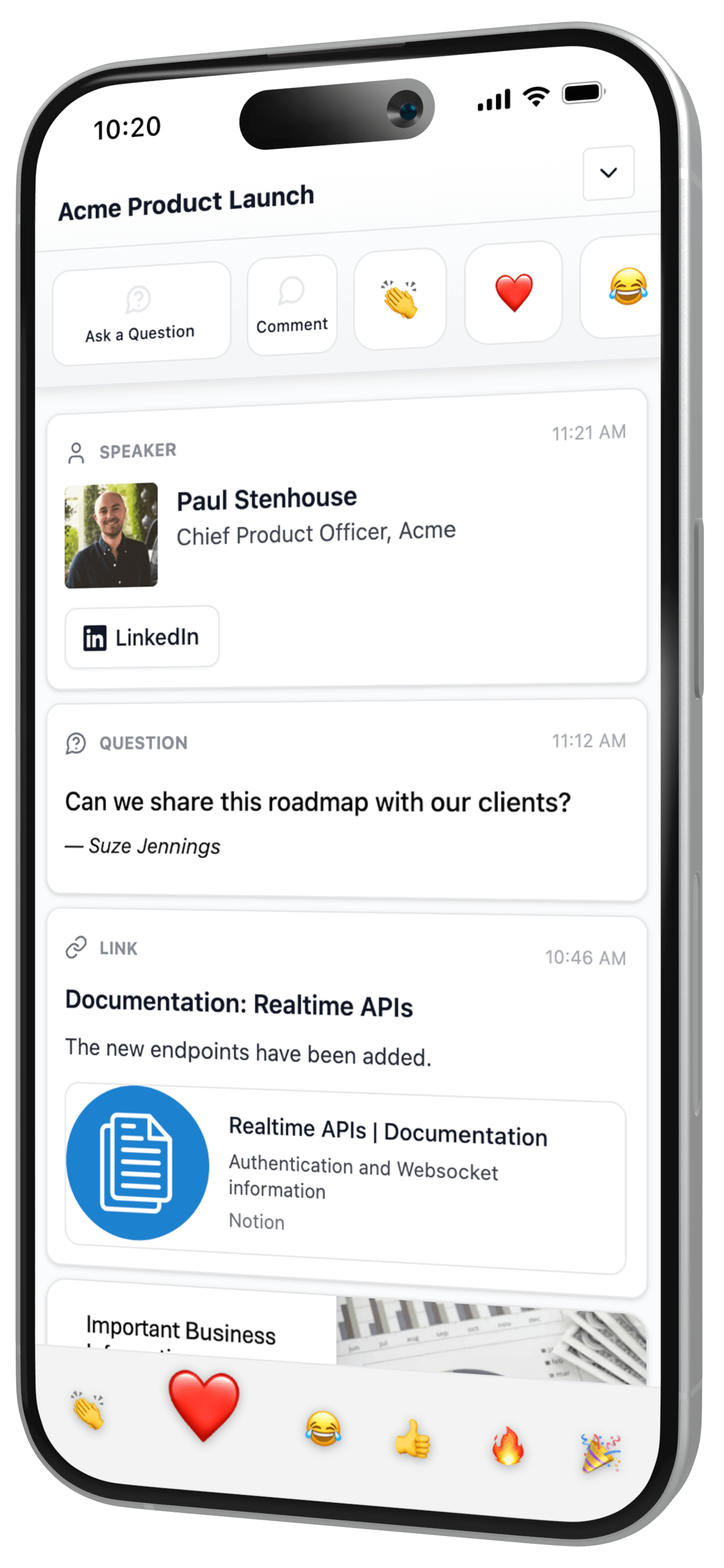 LiveRoom mobile interface
